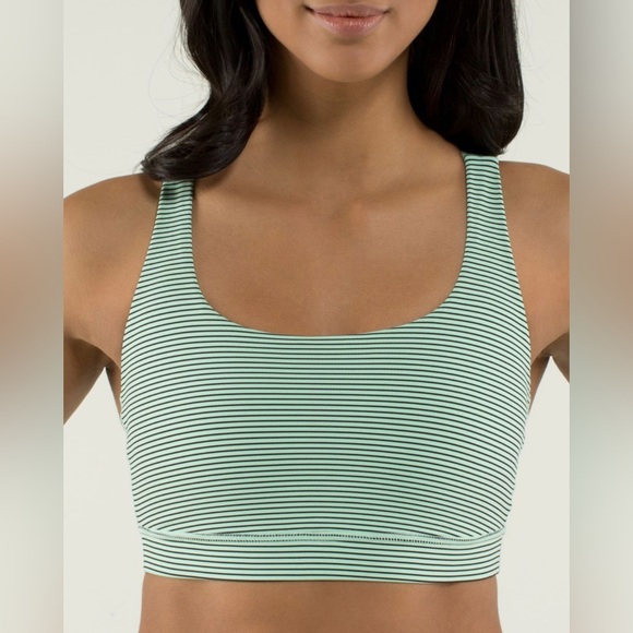🩵 Lululemon Energy Bra - Mini Hyper Stripe Fresh Teal - Picture 2 of 7